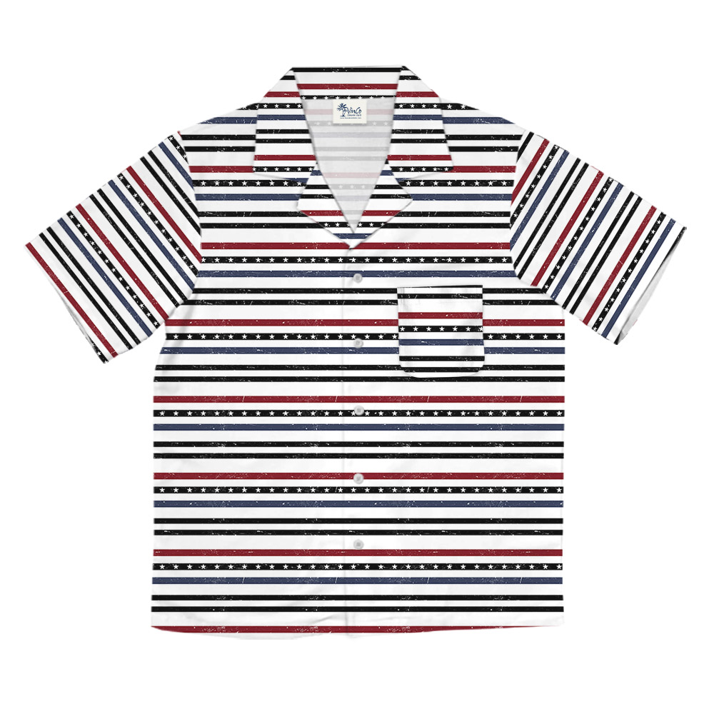 Modern Striped Patriotic Button-Up Shirt