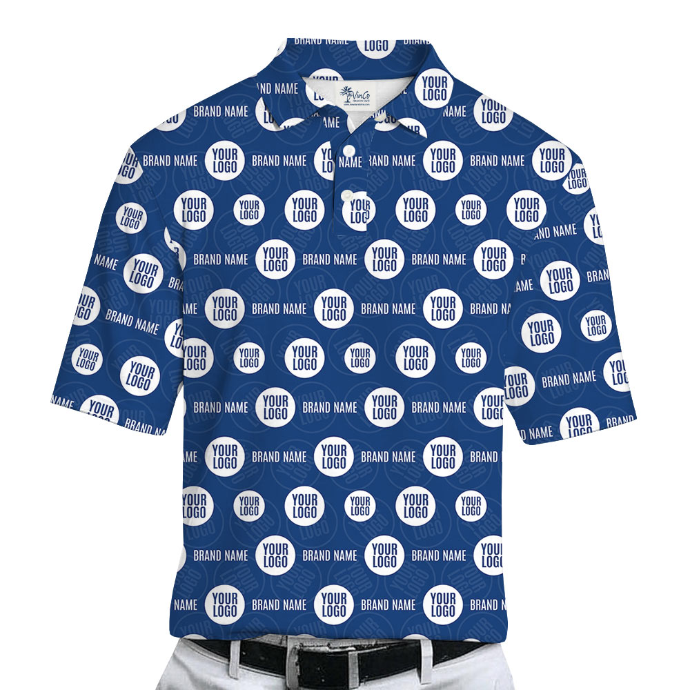 All Over Print Corporate Logo Collared Polo Shirt