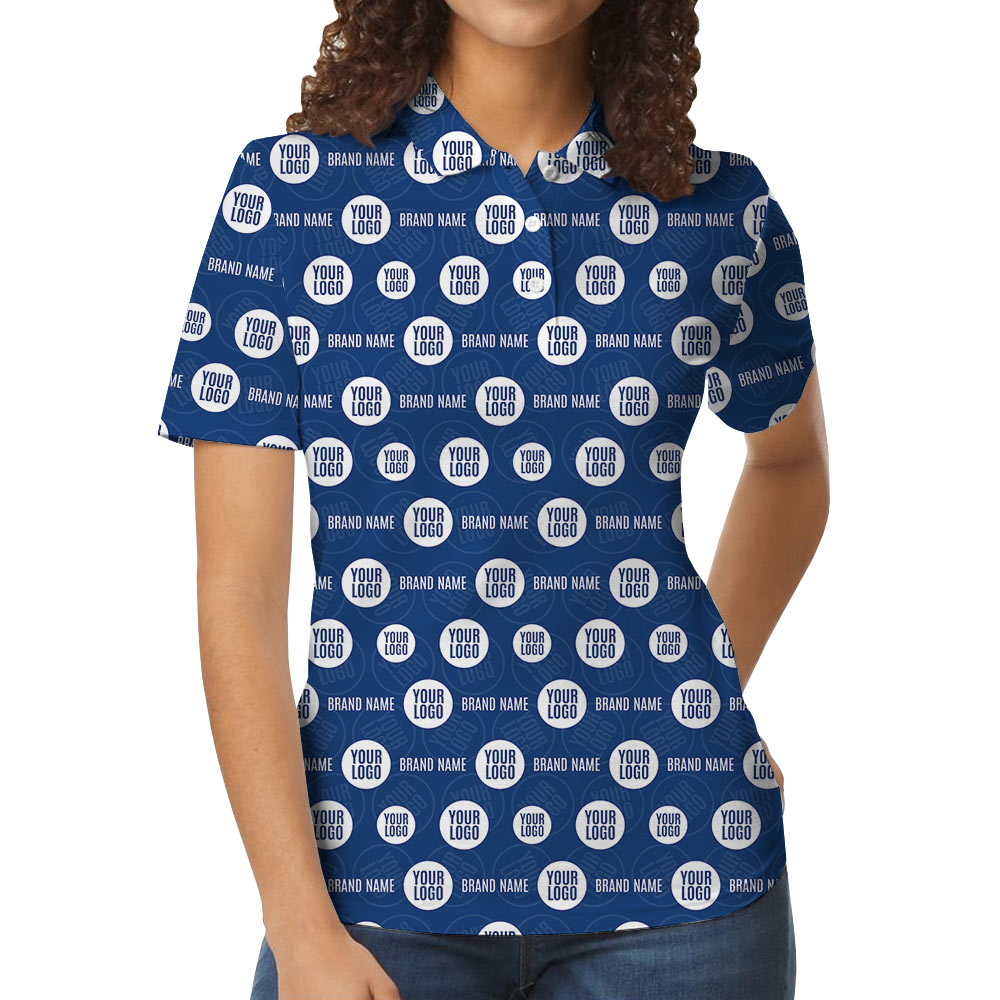 All Over Print Corporate Logo Collared Polo Shirt
