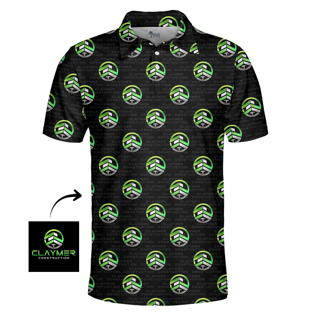 Custom Logo Repeat Pattern Collared Polo Shirt