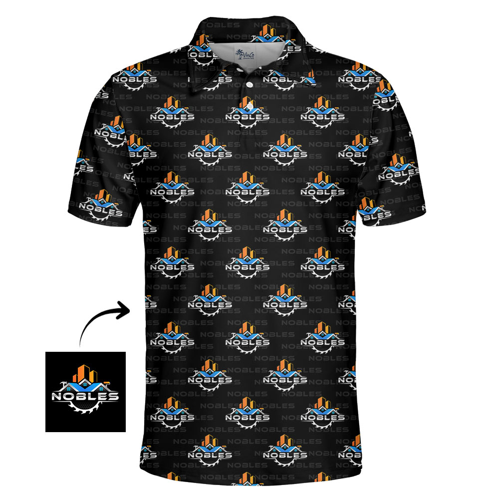 Custom Logo Repeat Pattern Collared Polo Shirt