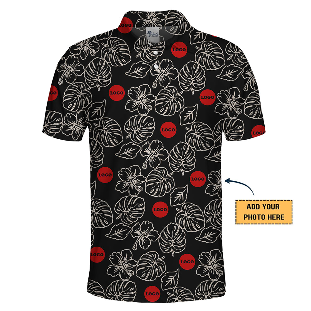 [Live Preview] Personalized Tropical All Over Print Logo Polo Shirt