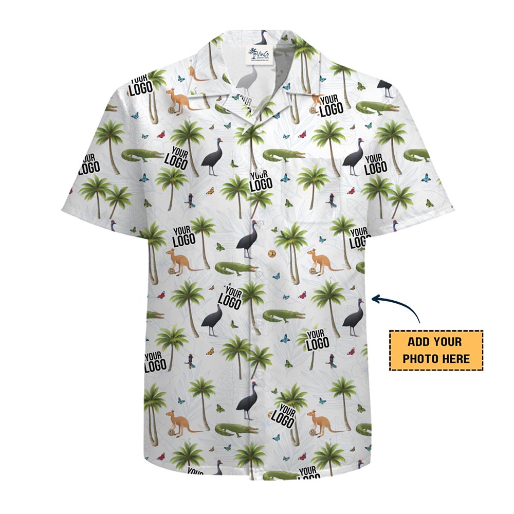 [Live Preview] Custom Logo Tropical Wildlife Hawaiian Shirt