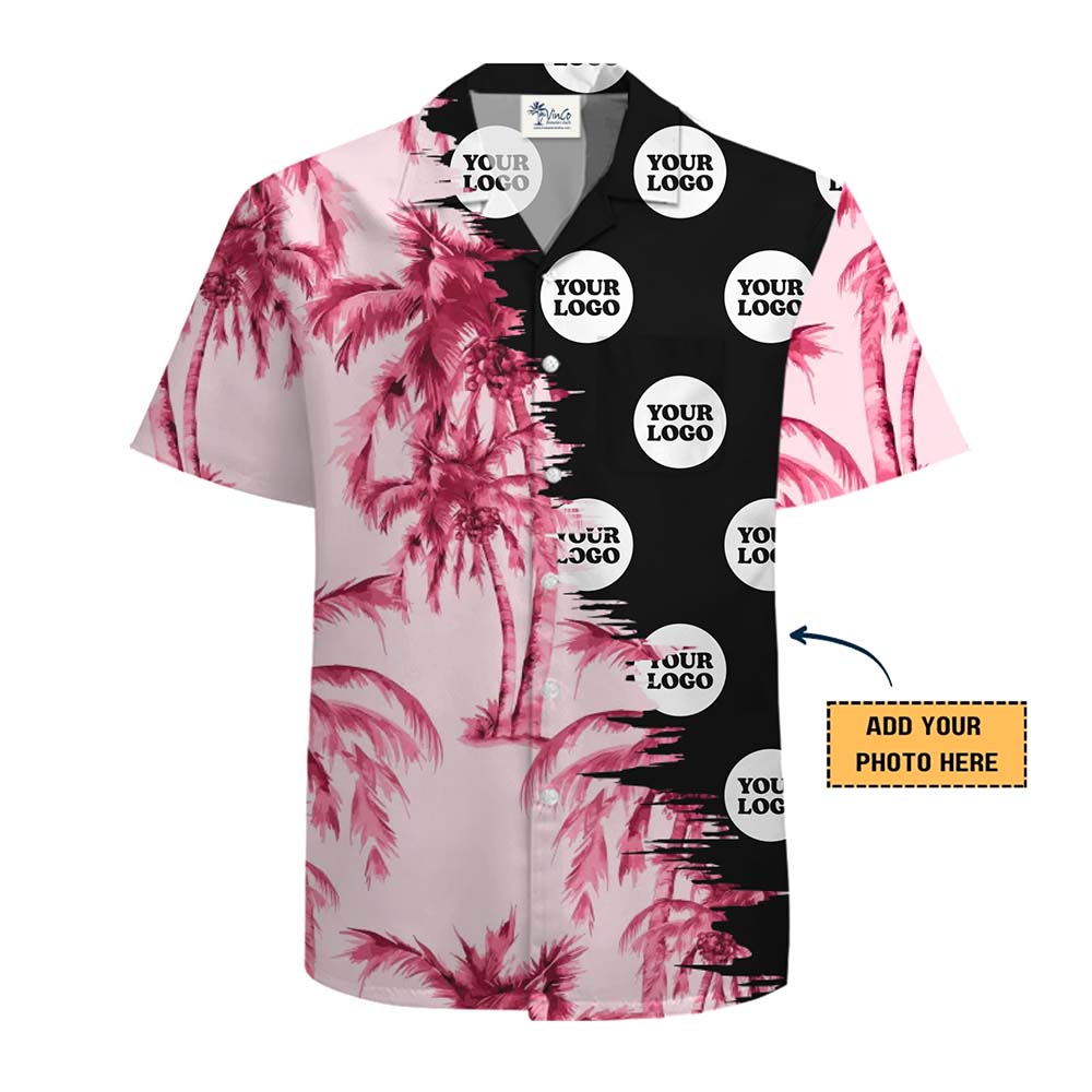 Pink Palm Tree Custom Hawaiian Shirts With Logo