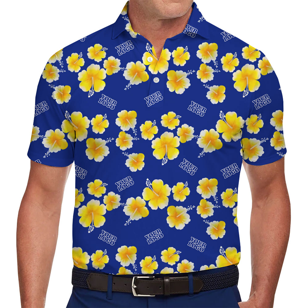 Stylish Tropical Print Polo Shirt with Logo Personalization and Instant Preview - variant image 1