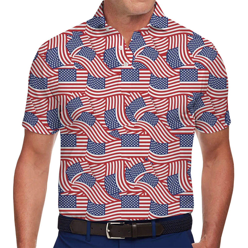 Unique Patriotic American Flag Polo Shirt - variant image 1