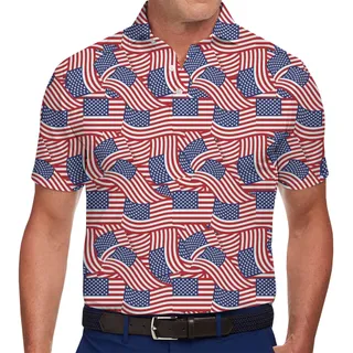 Unique Patriotic American Flag Polo Shirt