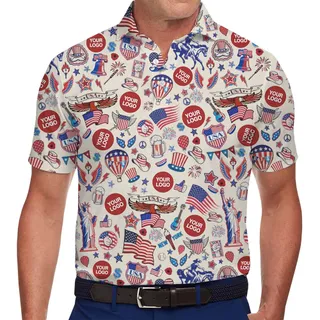 Fourth of July Custom Logo Polo Shirt With Preview