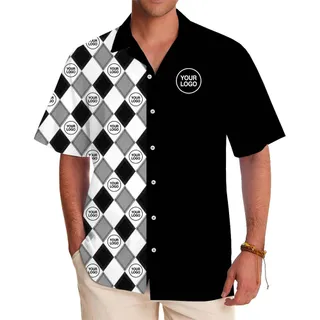 Custom Checkered Hawaiian Shirt With Logo