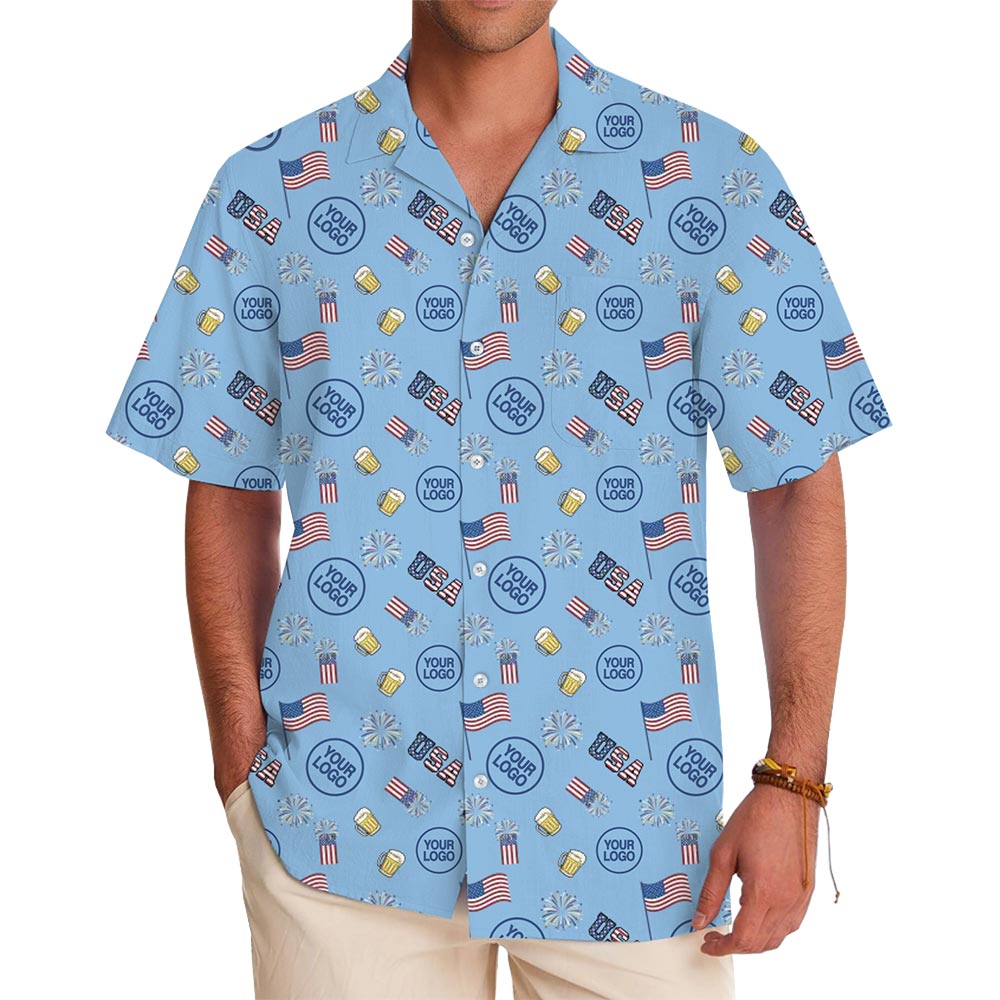 [Live Preview] Custom Logo USA Patriotic Hawaiian Shirt - variant image 1