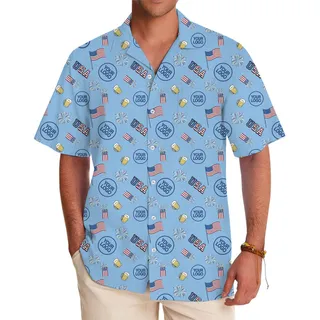 [Live Preview] Custom Logo USA Patriotic Hawaiian Shirt