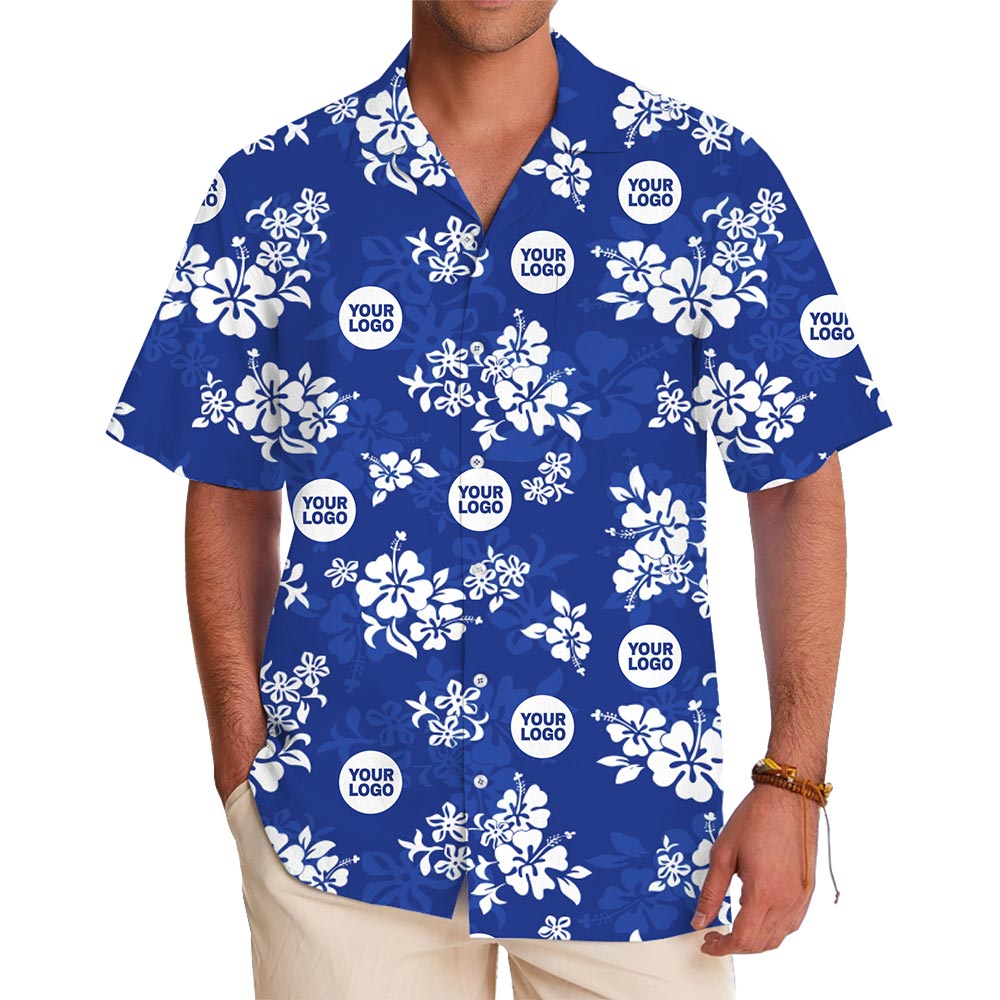 [Live Preview] Custom Logo Button-Up Hibiscus Hawaiian Shirt - variant image 1