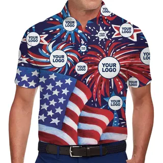 [Live Preview] Custom Logo 4th of July Polo Shirt