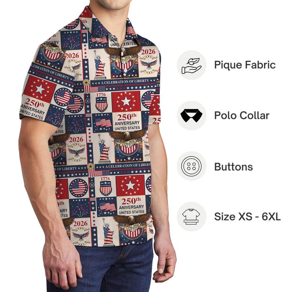 America United 1776–2026 Collared Polo Shirt