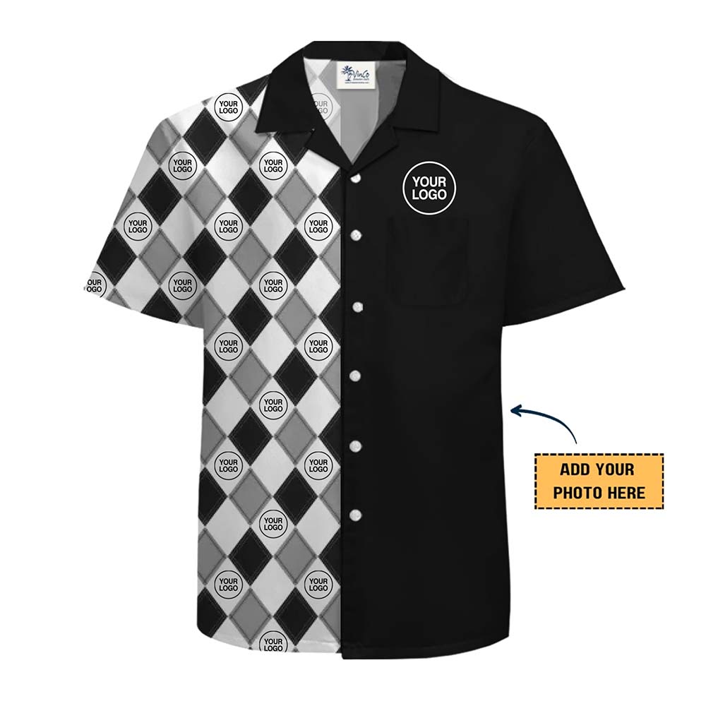 Custom Checkered Hawaiian Shirt With Logo
