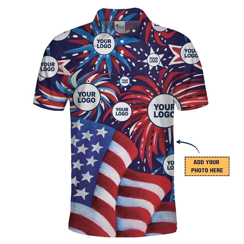 [Live Preview] Custom Logo 4th of July Polo Shirt