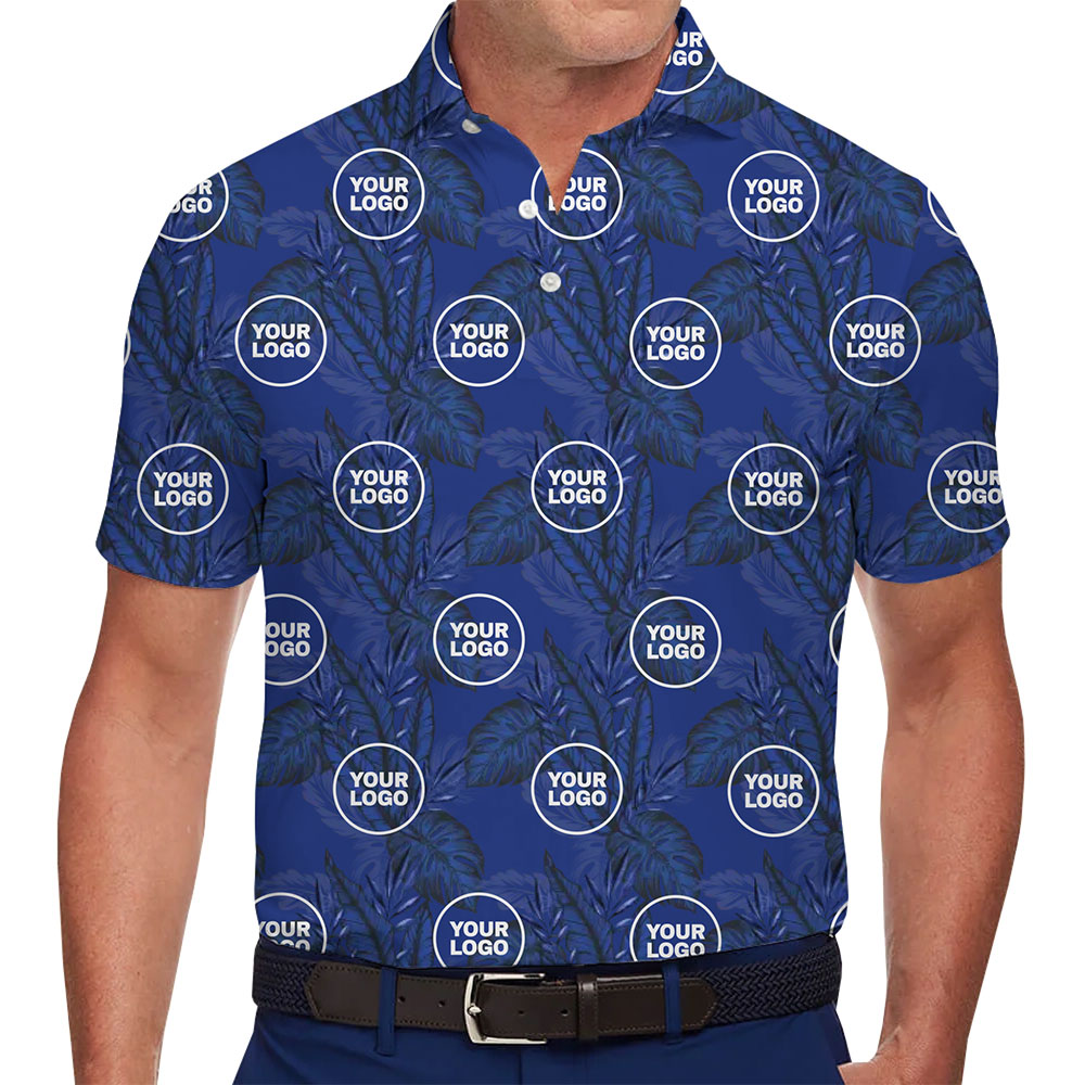 Custom Business Polo with Tropical Leaf Design and Logos - variant image 1