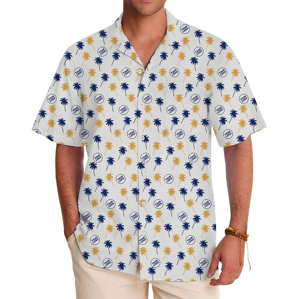 Custom Resort Shirt with Palm Tree Pattern and Branded Logo - variant image 1