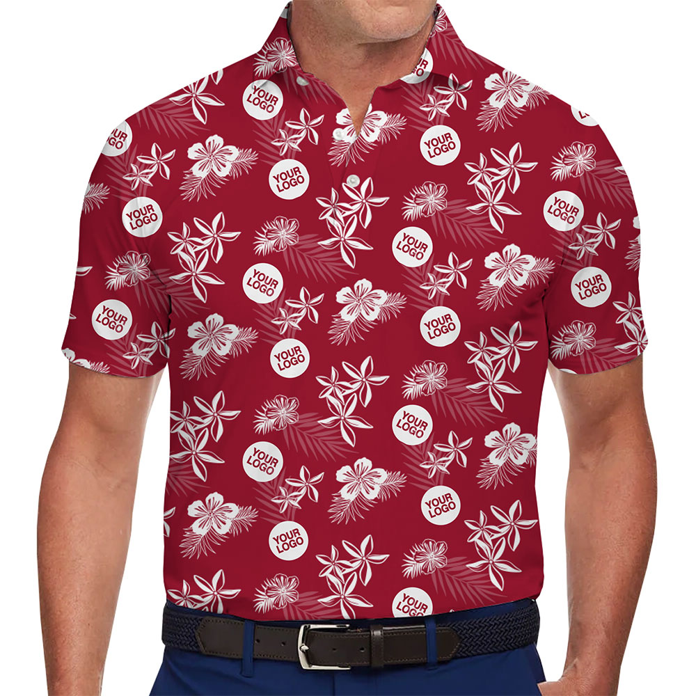 Corporate Event Polo with Red Floral Background and Logo - variant image 1