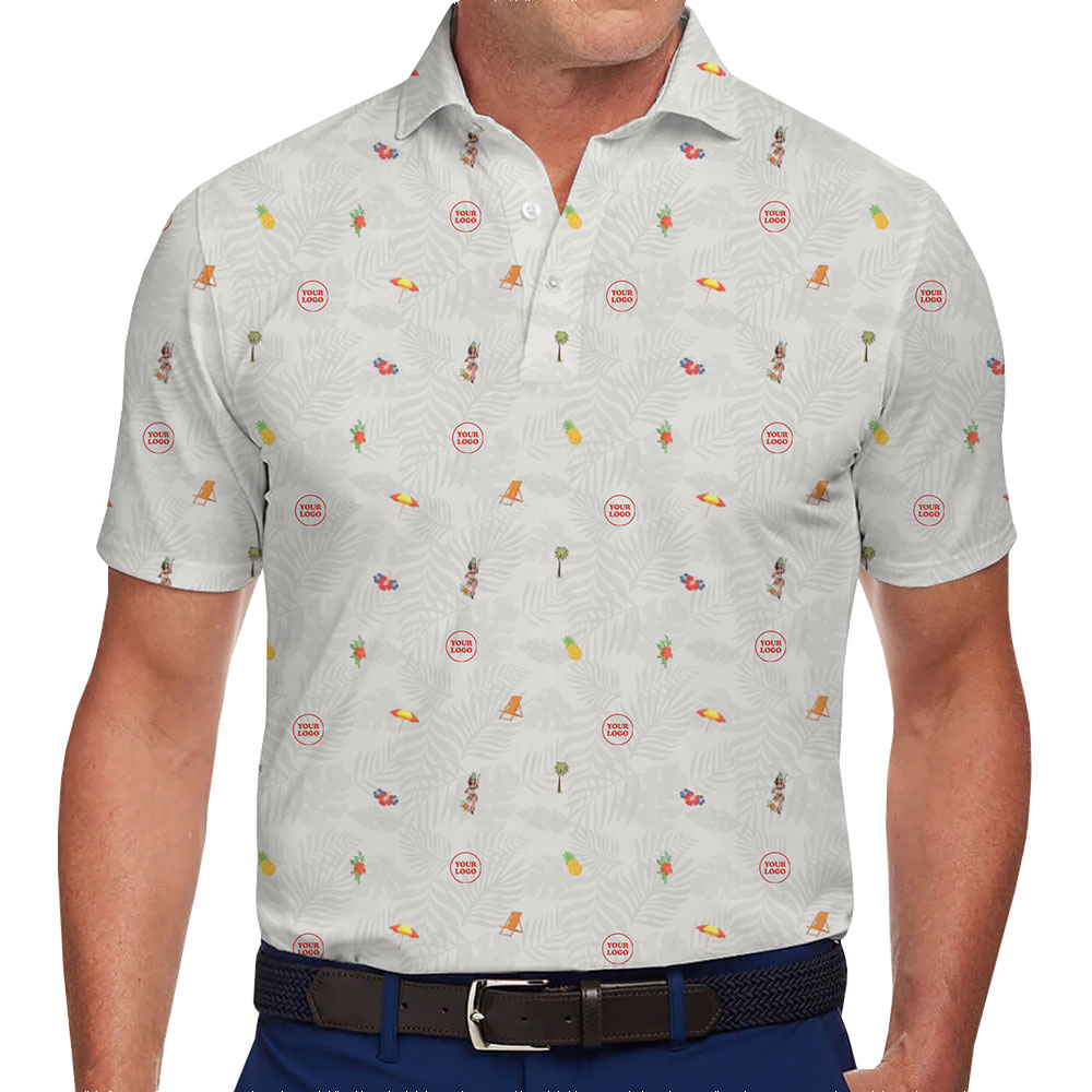 Custom Polo Shirt with All-Over Tropical Print and Logo Option - variant image 1