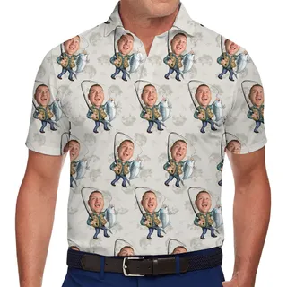 Custom Face Funny fishing Polo shirt Live Preview