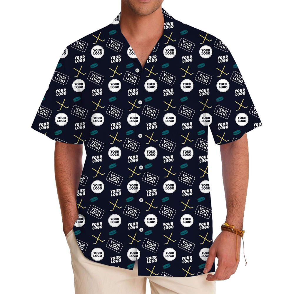 Unique Custom Hockey Hawaiian Shirt with Multi Logos - variant image 1