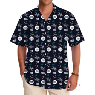 Unique Custom Hockey Hawaiian Shirt with Multi Logos