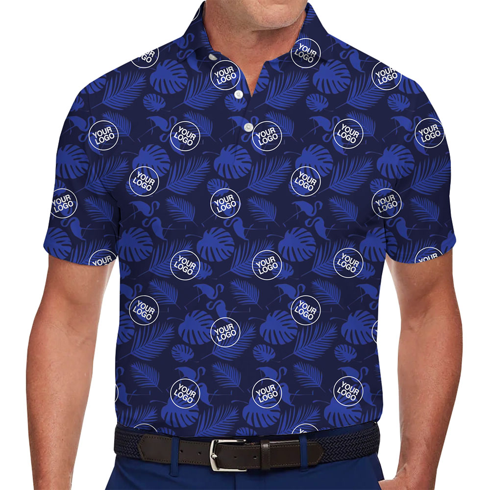 [Live Preview] Personalized Tropical Leaf Polo Shirt With Logo - variant image 1