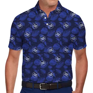 [Live Preview] Personalized Tropical Leaf Polo Shirt With Logo