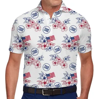 Custom Patriotic Floral Polo Shirt With Logo Live Preview