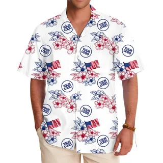 [Live Preview] Design Your Own Patriotic Floral Hawaiian Shirt With Logo