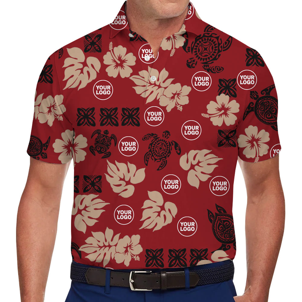[Live Preview] Turtle Custom Logo Tropical Leaf Polo Shirt - variant image 1