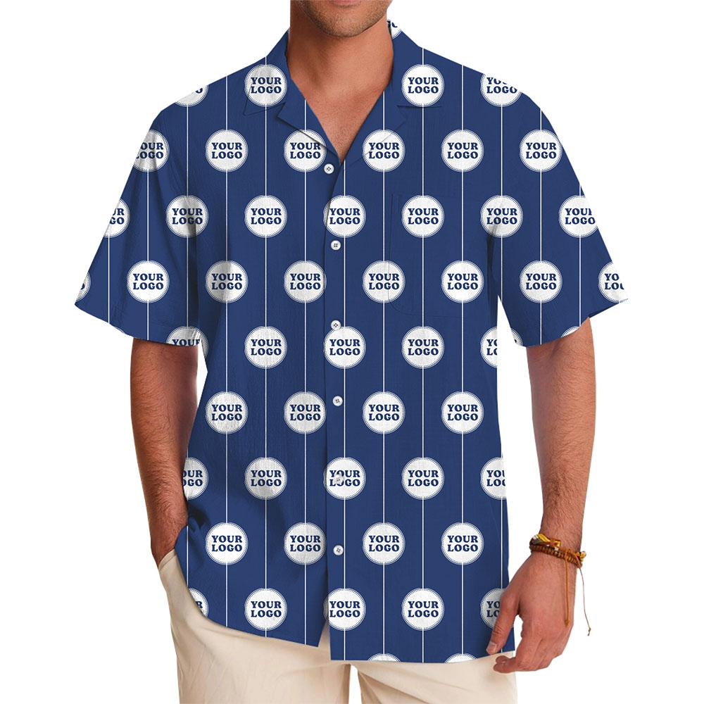 Minimalist Stripe Logo Hawaiian Shirt With Preview - variant image 1