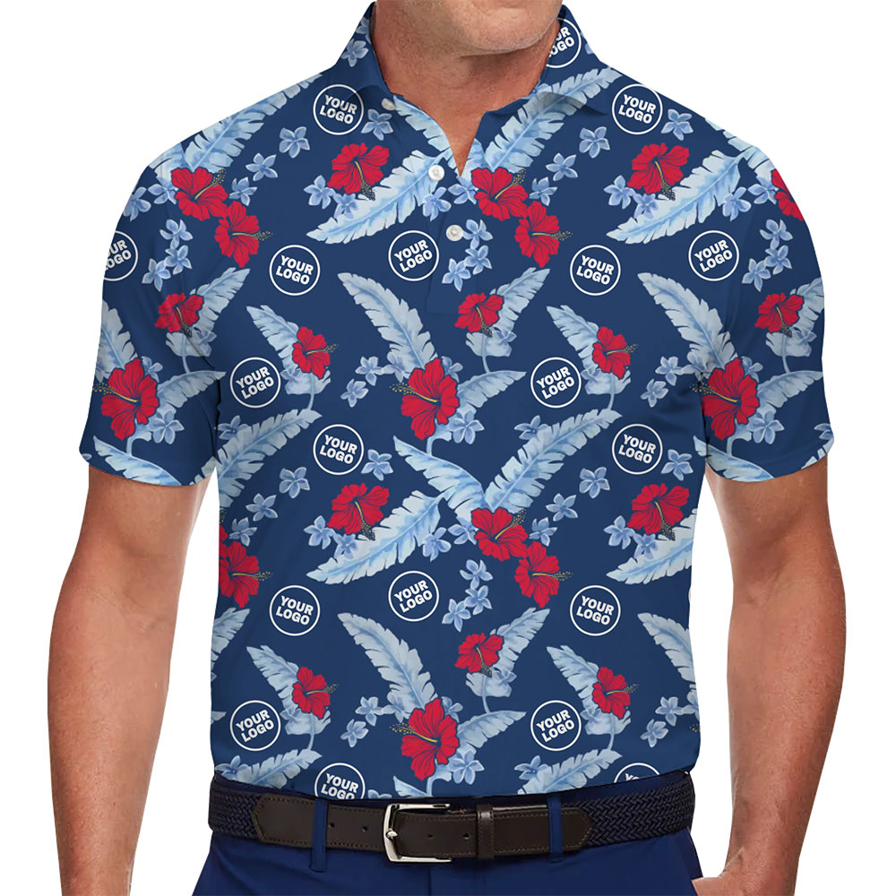 [Live Preview] Custom Floral Polo Shirt With Company Logo - variant image 1
