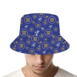 Custom Branded Palm And Hibiscus Bucket Hat