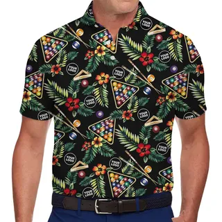 Custom Tropical Billiard Polo Shirts With Plus Size