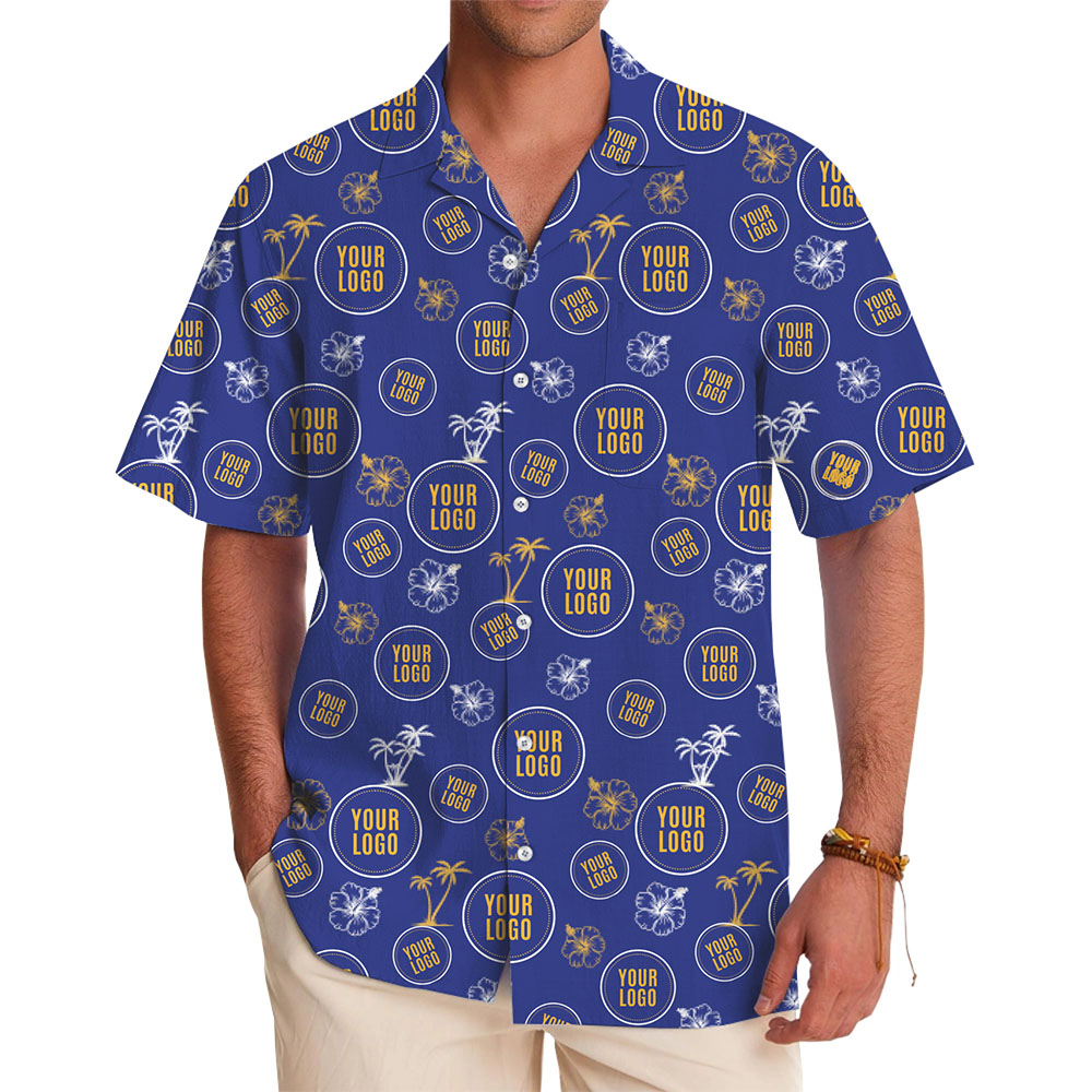 Personalized Hibiscus Palm Tree Hawaiian Shirt With Logo - variant image 1