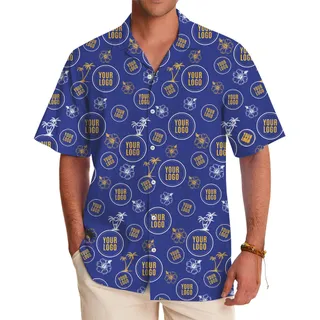 Personalized Hibiscus Palm Tree Hawaiian Shirt With Logo