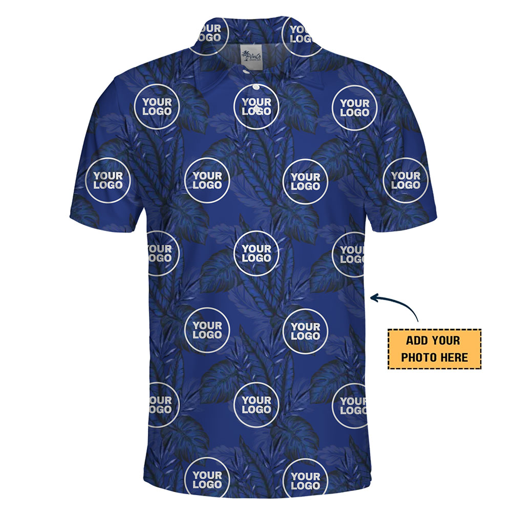 Custom Business Polo with Tropical Leaf Design and Logos