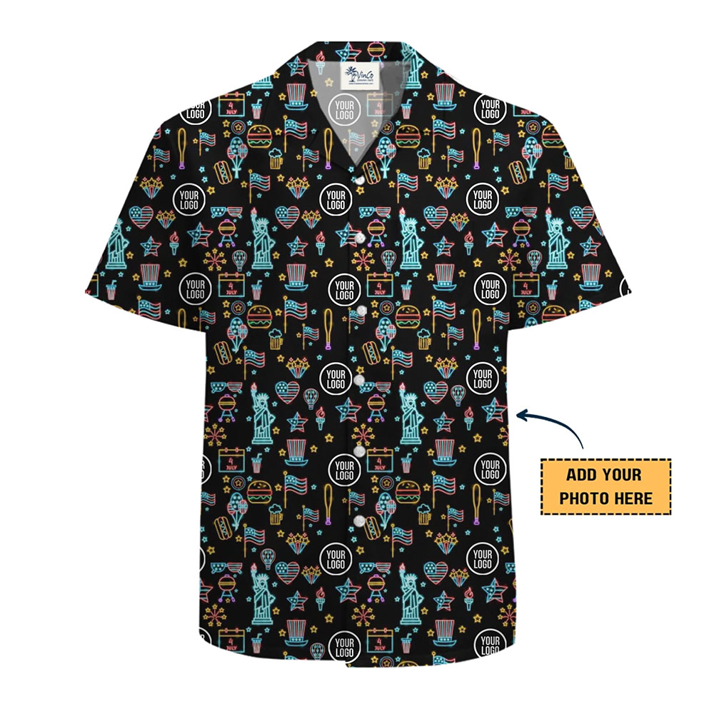 [Live Preview] Custom Logo 4th of July Hawaiian Shirt