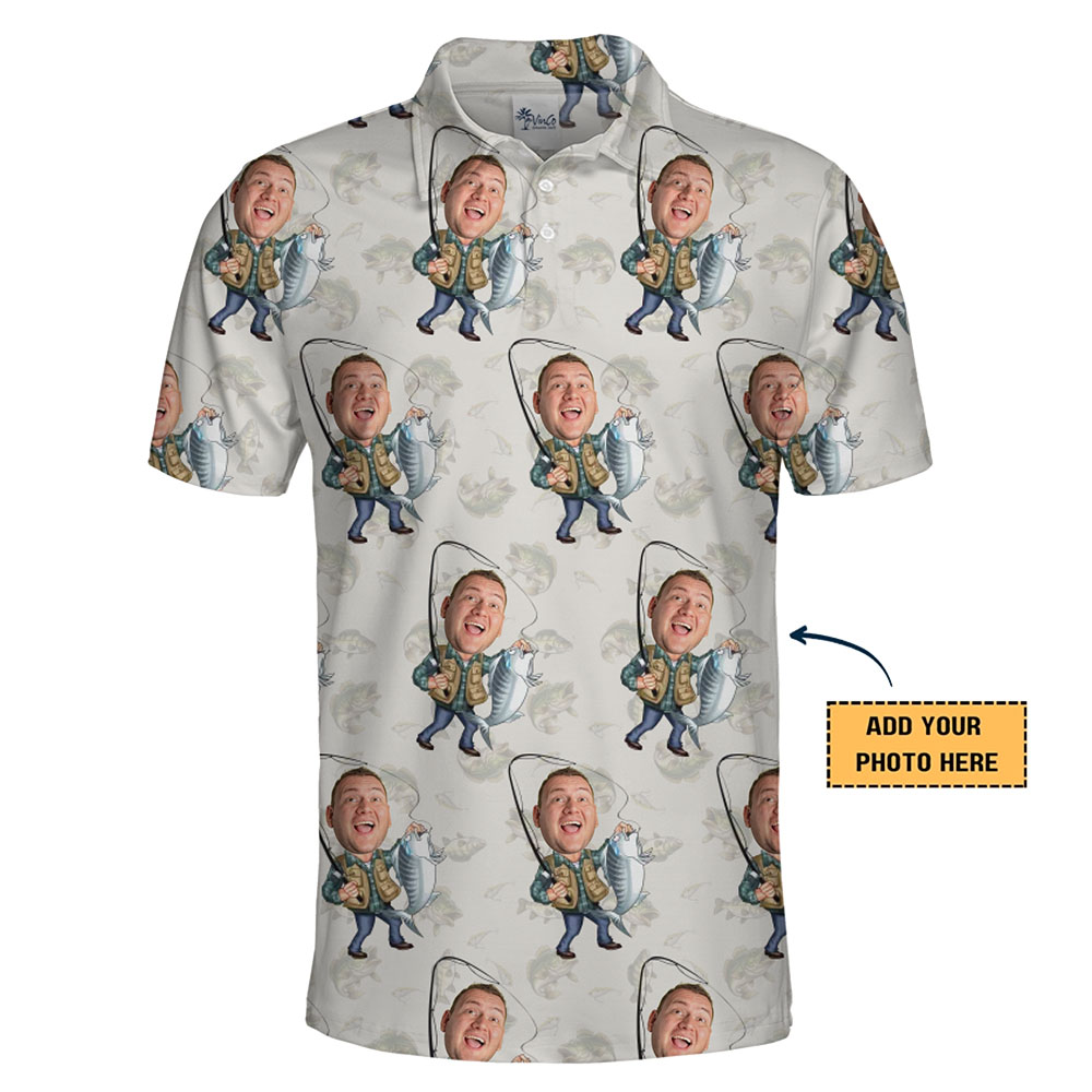 Custom Face Funny fishing Polo shirt Live Preview