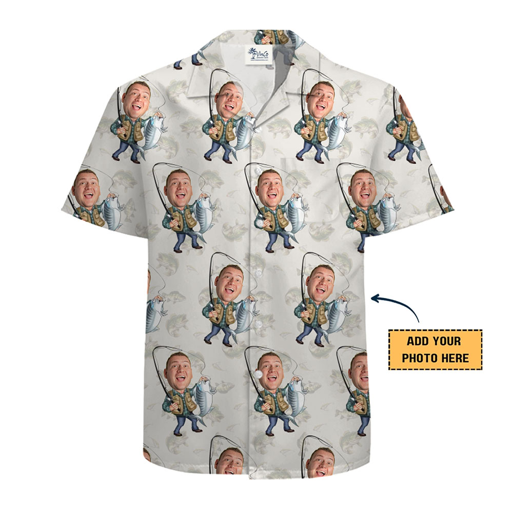 [Live Preview] Custom Face Fishing Hawaiian Shirt All Over Print