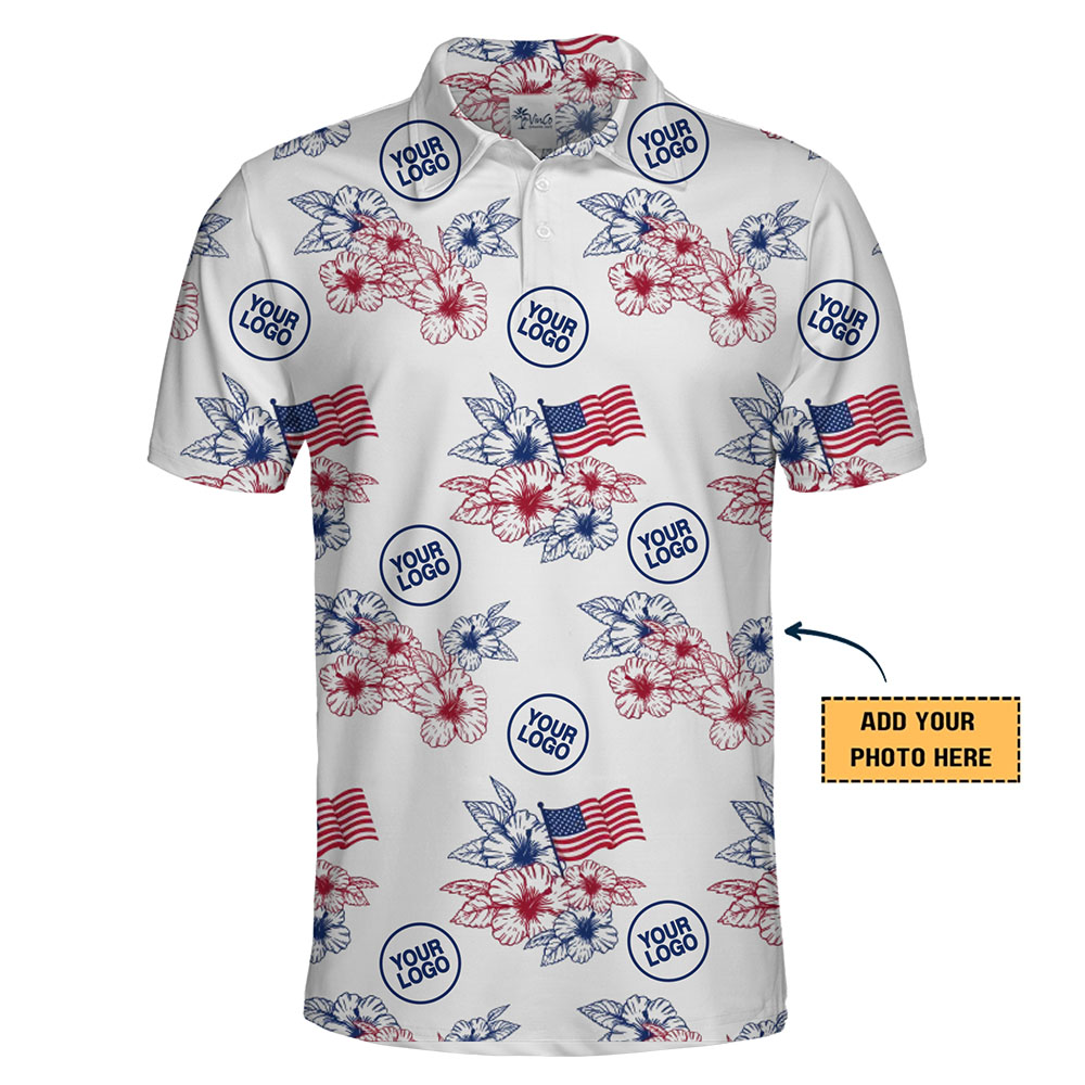 Custom Patriotic Floral Polo Shirt With Logo Live Preview