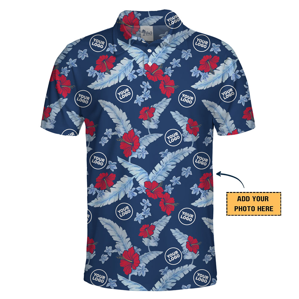 [Live Preview] Custom Floral Polo Shirt With Company Logo
