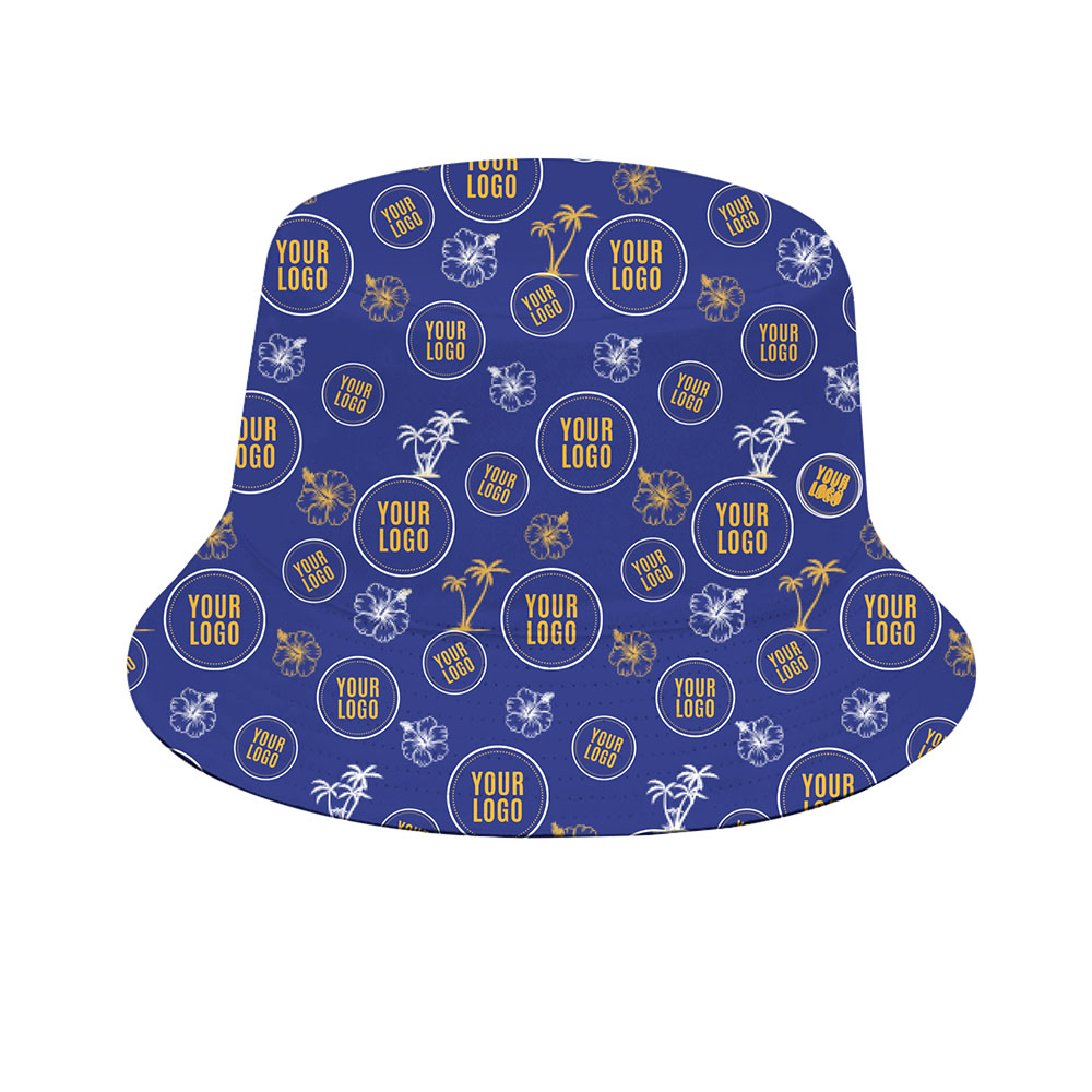 Custom Branded Palm And Hibiscus Bucket Hat