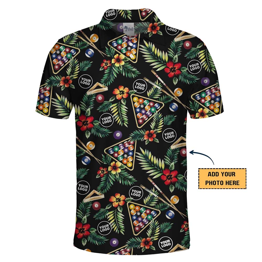Custom Tropical Billiard Polo Shirts With Plus Size