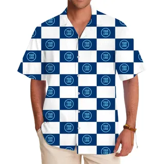 [11 Colors] Checkered Pattern Hawaiian Shirt With Custom Logo