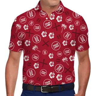 Personalized Red Polo Shirt with Logo and Hawaiian Sports Style