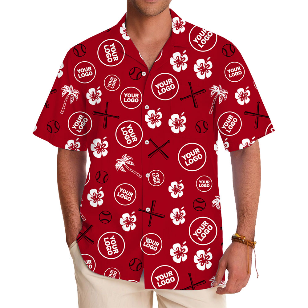 Custom Printed Red Hawaiian Shirt with Business or Vacation Style - variant image 1