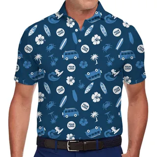 Custom Blue Beach Polo Shirts With Instant Preview